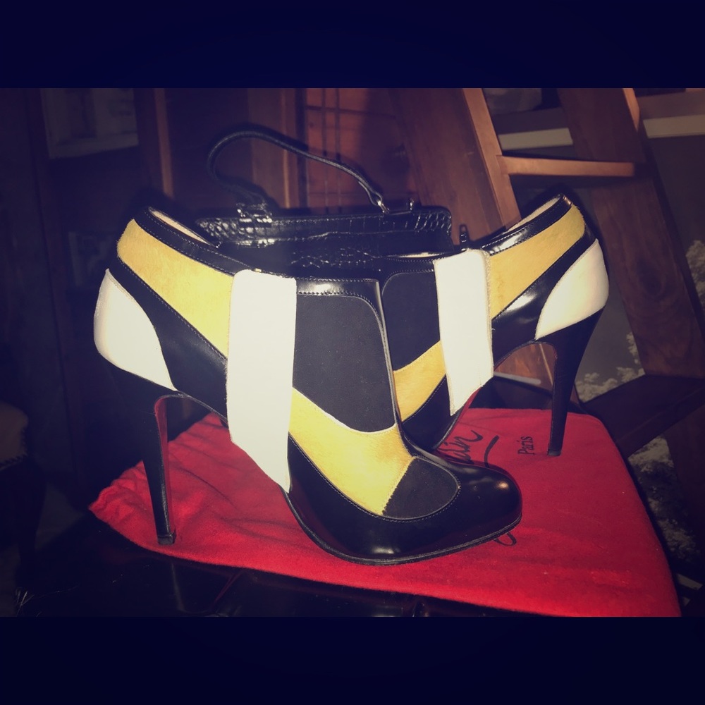 Christian Loubout Calf Pony Hair Ankle Booties